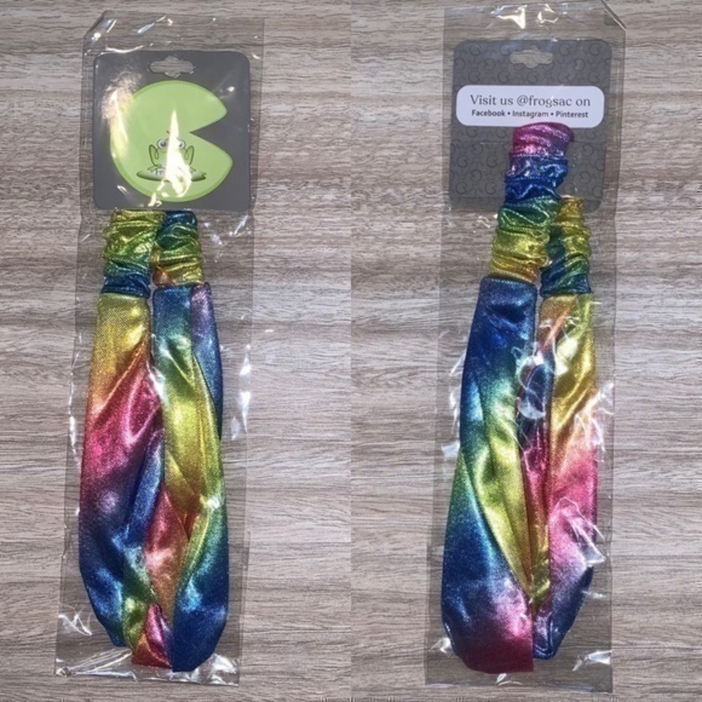 Shiny iridescent rainbow twist front headband new